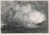 George Elbert Burr, Desert Shower (S. 221), 1921, Etching and drypoint on wove paper