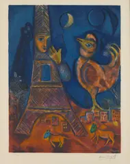 Good Morning Paris (CS. 43) by Marc Chagall, 1972, Lithograph in colors on wove paper, sold Apr 2013