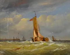 Dutch School, Shipping off the coast; together with a painting of a similar subject (a pair), first indistinctly signed and dated Willem Ko[...] 1871' (lower left)