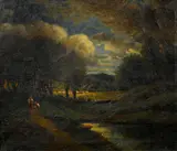 William Keith, A landscape with figures, oil on canvas