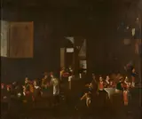 Dutch School, Figures carousing in a tavern, oil on canvas