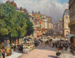 Louis-Félix-Achille Dien, A Parisian street scene, oil on board