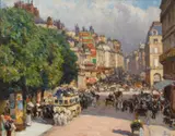 A Parisian street scene by Louis-Félix-Achille Dien, oil on board, sold Jan 2013