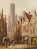 Rba Henry Thomas Schafer, A town scene; together with a painting of a similar subject (a pair)