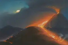 Neapolitan School, The eruption of Mt. Vesuvius (a group of five)