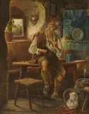 L. Urban, An elderly gentleman smoking a cigar; together with a painting of a similar subject (a pair)