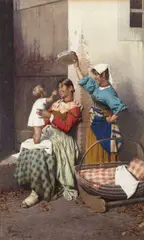 Federico Ballesio, Mother's darling, watercolor on paper