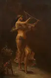 French School, A dancer with a lyre, oil on canvas