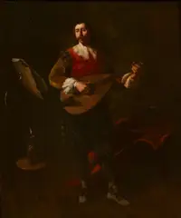 The lute player by Italian School, oil on board, sold Jan 2013