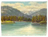 Paul A. Grimm, Harbor with boats; Desert with mountains; Clear Lake - White Pass (3), one oil on canvas affixed to board, the other two oil on paper
