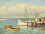 Paul A. Grimm, Liberty at the dock, oil on canvasboard