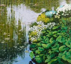 Robert Reynolds, Garden at Giverny, acrylic on canvas