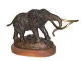 Douglas Van Howd, African bull buffalo with birds; Woolly mammoth (group of 2), first inscribed '© Van Howd 1/24' with artist's device (on the base); second inscribed '© Van Howd 1' (on the bronze base)