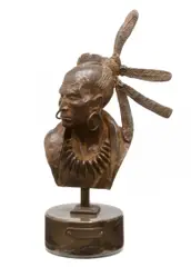 Algonquin Chief by Harry Jackson, bronze with brown patina on a marble base, offered Jan 2013