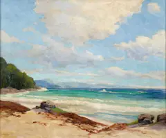 Leon Durand Bonnet, Clouds along a sunny coast, oil on canvas