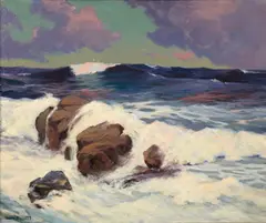 Leon Durand Bonnet, Evening (Maine coast), oil on board