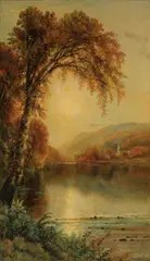 Edmund Darch Lewis, A wooded river scene, oil on canvas