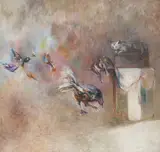 (n & a) Reginald Pollack, Birds and Cat, 1963, oil on canvas