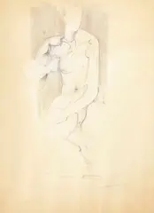 Sitting figure by Hans Burkhardt, 1964, pencil and pastel on paper, offered Jan 2013