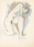 Hans Burkhardt, Kneeling figure, 1963, pencil and pastel on paper