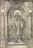 Saint Sebald in a Niche (B. app. 21; M. p. 196) by Albrecht Durer, 1518, Woodcut, without watermark, a Meder c impression, trimmed to or within the borderline, sold Jan 2013