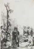 The Crucifixion (B., Holl. 80; H. 123) by Rembrandt Harmensz van Rijn, 1635, Etching, without watermark, the only state, trimmed to or within platemark, sold Jan 2013