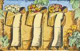 Alfredo Ramos Martínez, Las Floreras (The Flower Vendors), 1945, Screenprint in colors on laid paper
