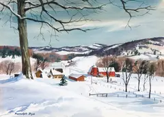 Ranulph Bye, Snow Scene, watercolor and pencil on paper