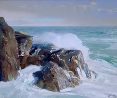 The Rocky Point by Frederick Judd Waugh, oil on canvas, sold Oct 2012