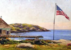 Peter Poskas, The Flag, The Flake, Smutty Nose and The Manana, oil on panel