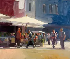 Ken Auster, You're Late, oil on canvas