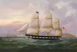 American School, 19th Century, The American ship William Jarvis headed out to sea, oil on canvas laid down on board