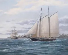 The whaling schooner Margaret by Charles F. Kenney, oil on canvas, sold Oct 2012