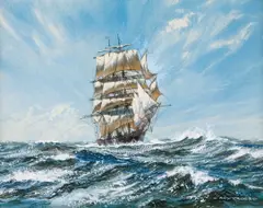 Roy Cross, The clipper ship Norris of Damariscotta, Maine c. 1874, gouache and watercolor on paper