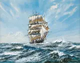 Roy Cross, The clipper ship Norris of Damariscotta, Maine c. 1874, gouache and watercolor on paper