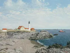 William R. Beebe, Portland Headlight, oil on canvas