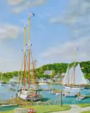 William R. Beebe, Camden Harbor, oil on board