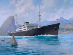 Frank Vining Smith, The S.S. Del Brazil off the coast of Rio de Janeiro, oil on canvas
