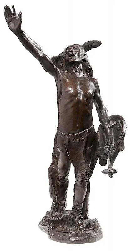 Charles Henry Humphriss, Indian's Appeal to Manitou, 1906, patinated bronze