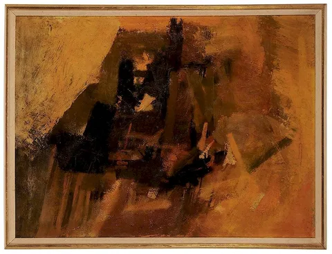 Bernard Cohen, Interior with Forms, 1957, oil on masonite