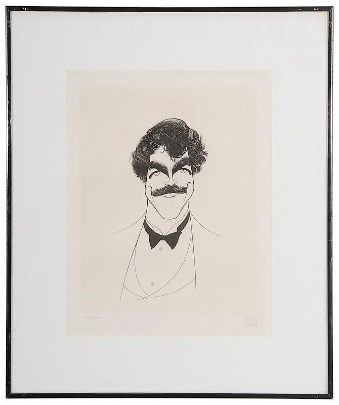 Tom Selleck by Al Hirschfeld, 1984, etching on cream wove paper, sold Nov 2015