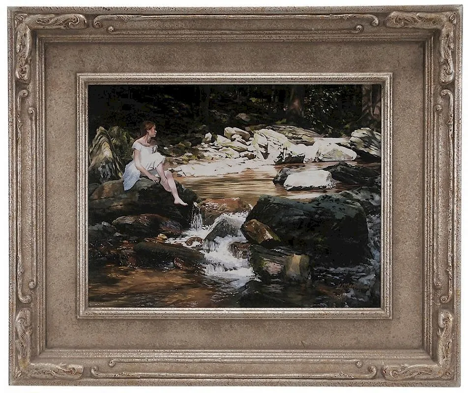Heide Presse, Rushing Stream, 2004, oil on plywood panel