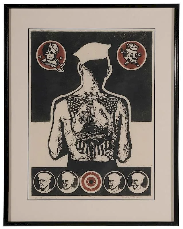 George Klauba, Our American Navy, color woodblock on paper