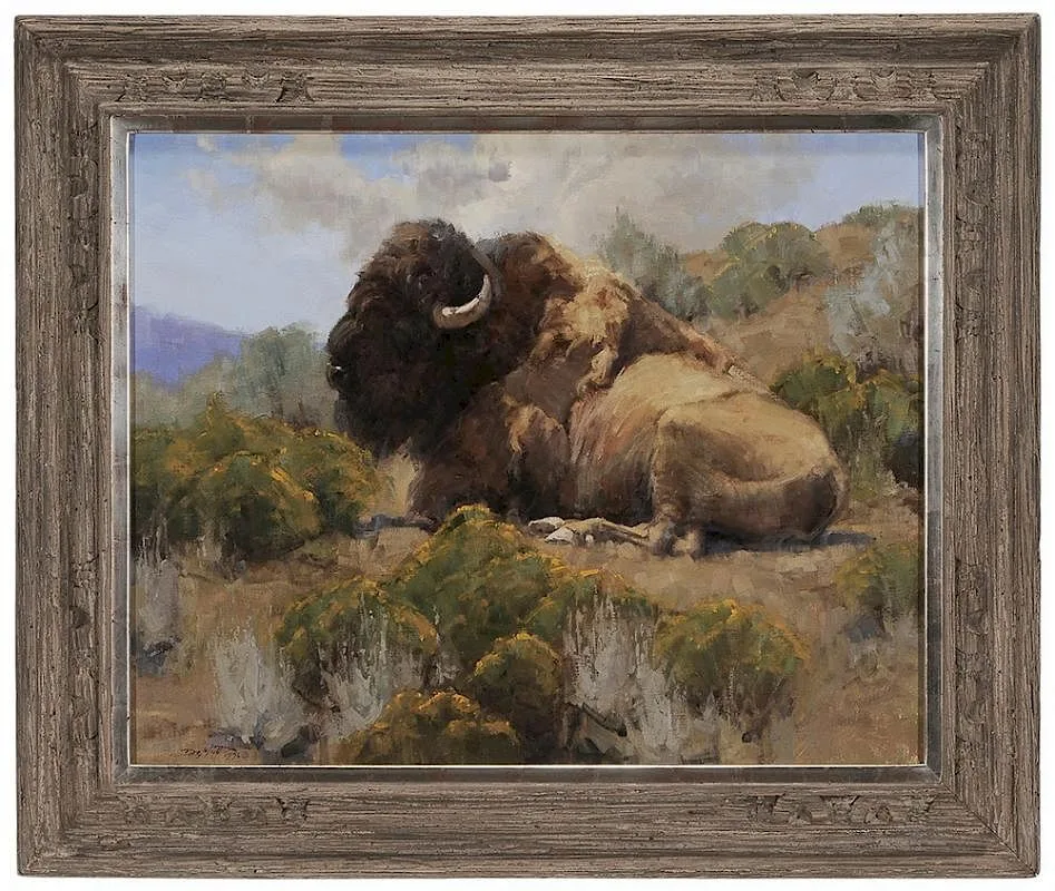Resting Bison by John Demott, 1996, oil on canvas, sold Nov 2015