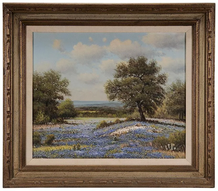Texas Bluebonnets by William Robert Thrasher, oil on canvas, sold Nov 2015
