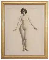 Adelaide Mahan, Nude with Arms Outstretched, "Adelaide E. Mahan No. 9" upper right