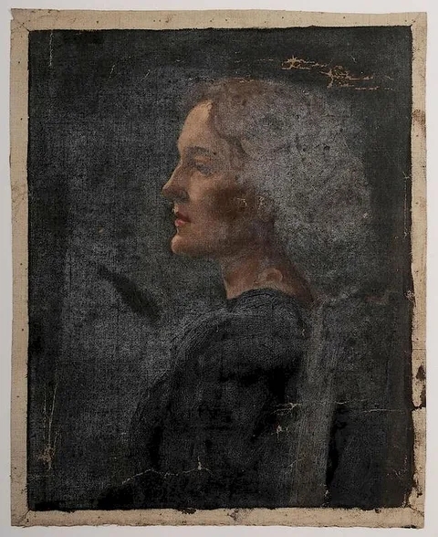 Adelaide Mahan, Profile Portrait of a Lady, oil on canvas