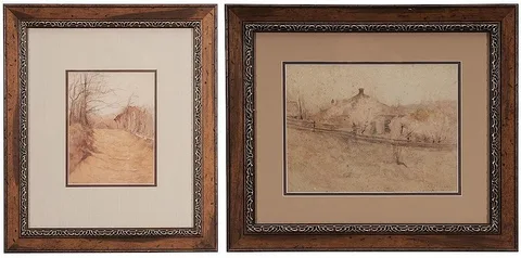 Untitled by Adelaide Mahan, Two watercolors on paper: one depicting the road approaching Adelaide Mahan's home, sold Nov 2015