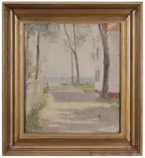 Adelaide Mahan, Shady Seaside Lane, image and stretcher signed "AE Mahan