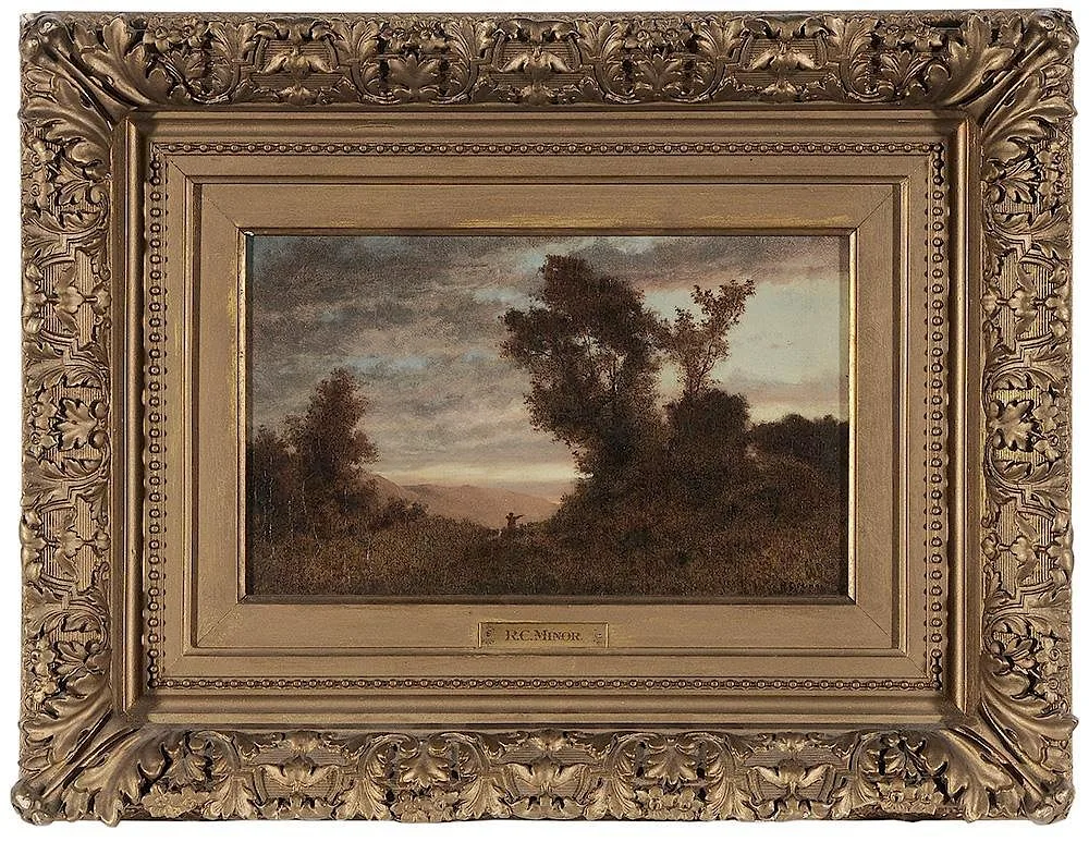Robert Cranell Minor, Mountain Landscape with Hunter, oil on canvas